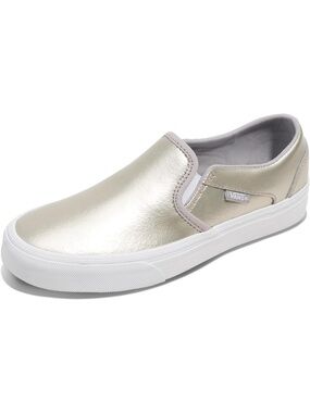 Women's Metallic Light Grey Closed Toe Slip On Asher Adult Low Top Sneaker
